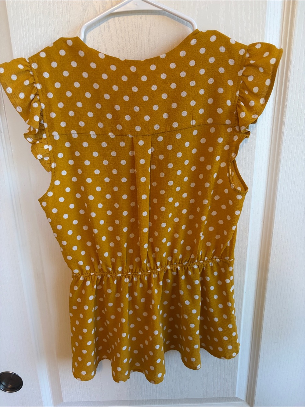 Monteau Yellow Polka Dot Wrap Blouse with Ruffle Sleeves - Picture 3 of 3
